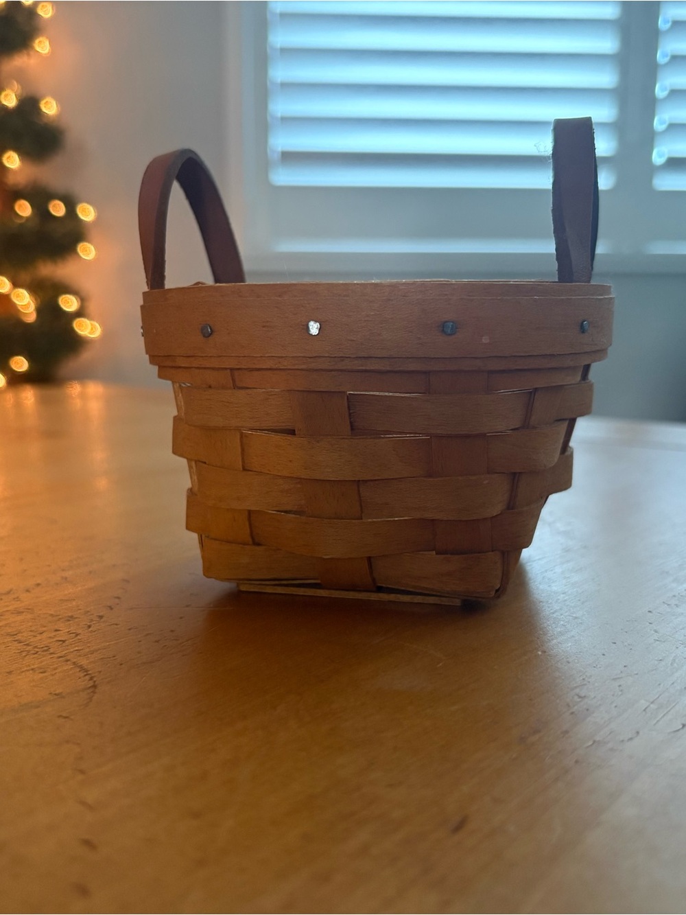 Longaberger Basket, Vintage with Double Handles, 3” x 3” x 3.75”